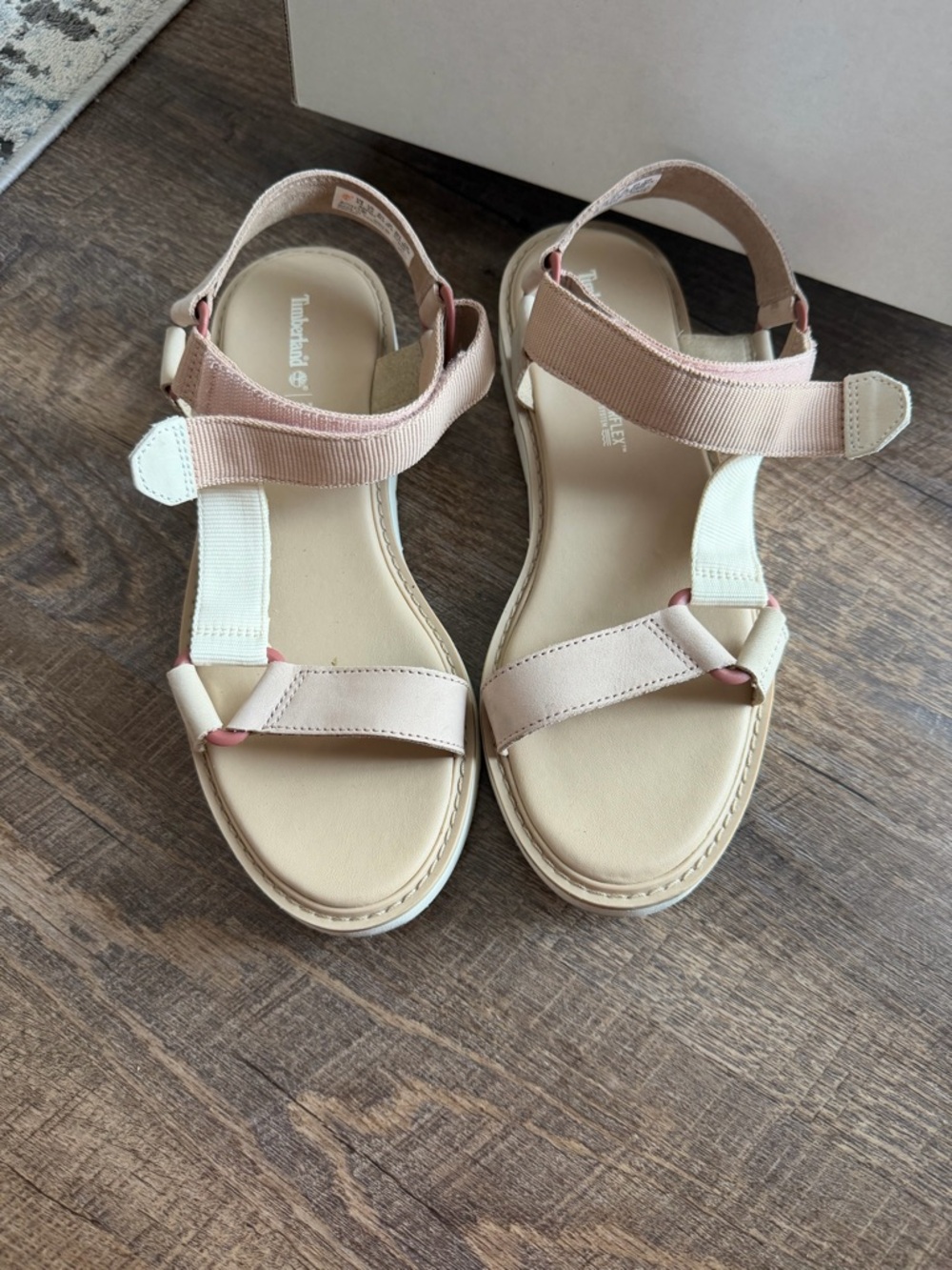 Timberland Women's Blush and Cream Adjustable Strappy Sandals